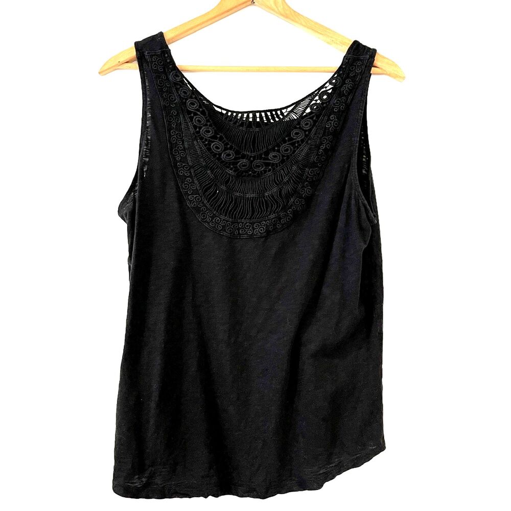 Torrid Black Tank Top Back Crochet Cotton L/12/0 Boho Summer Modal - Picture 5 of 8